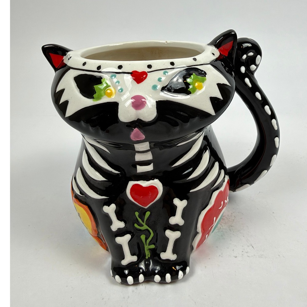 Spectrum Designz Day of the Dead Cat Skeleton Mug – Sugar Skull – Ceramic